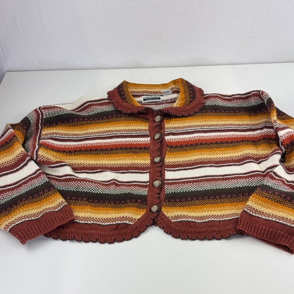 Vintage Striped Multicolour Cropped Cardigan - Picture 2 of 9